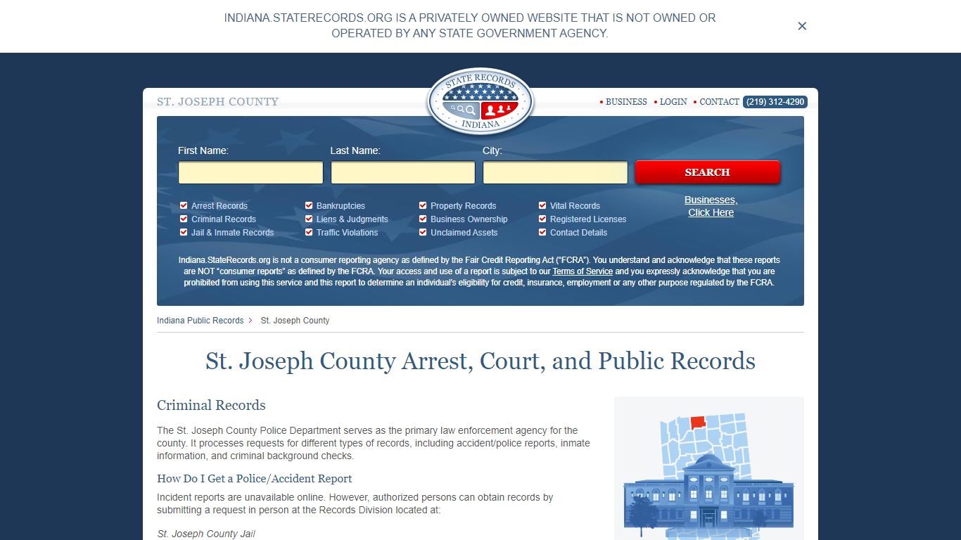 St. Joseph County Arrest, Court, and Public Records